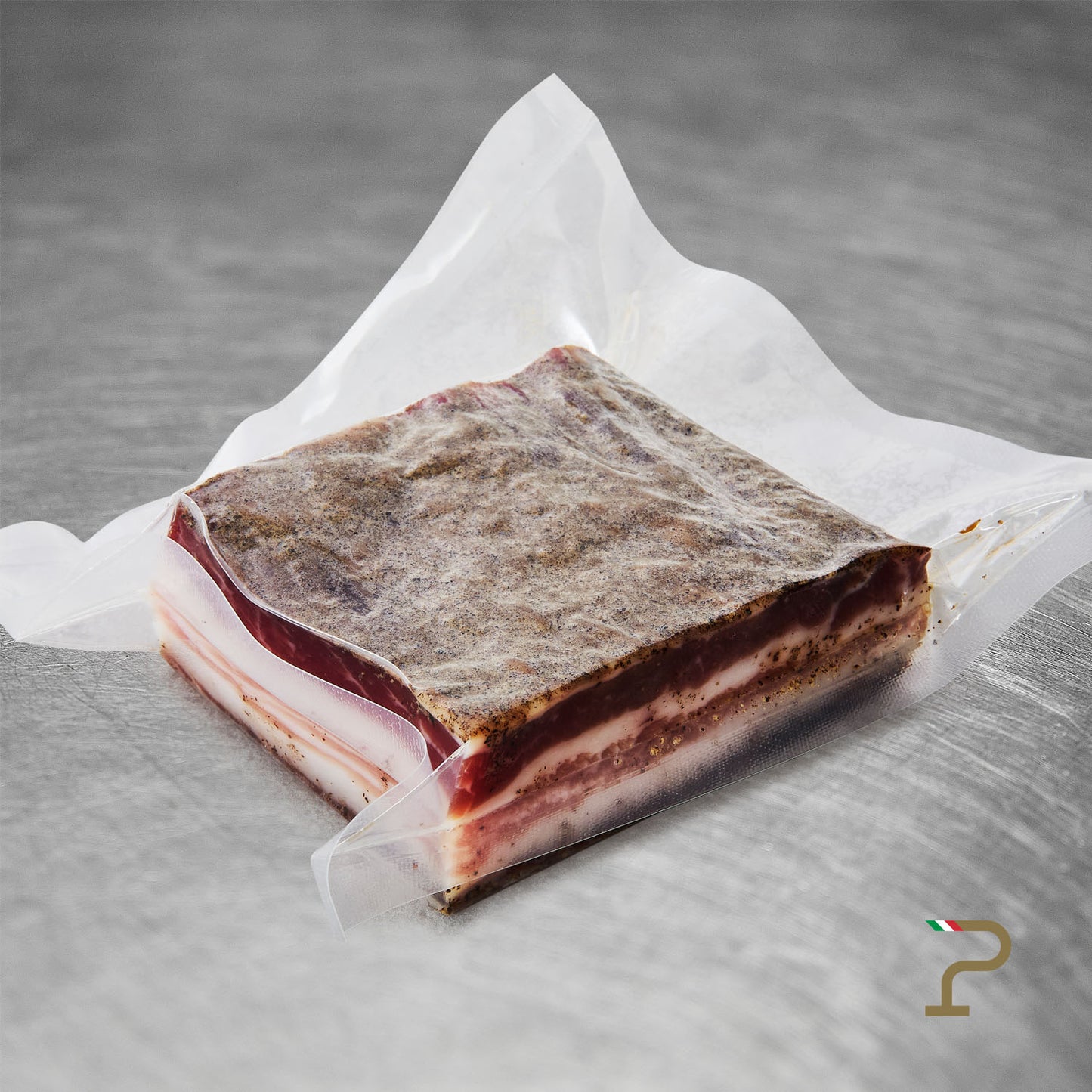 "Il Poggetto" Dry cured Italian Bacon whit lean meet Vacuum-packed slice - approx. 500 g